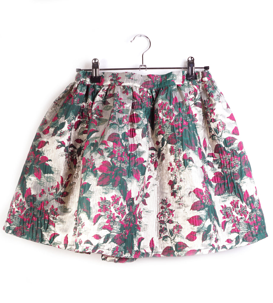 Metallic floral jacquard skirt